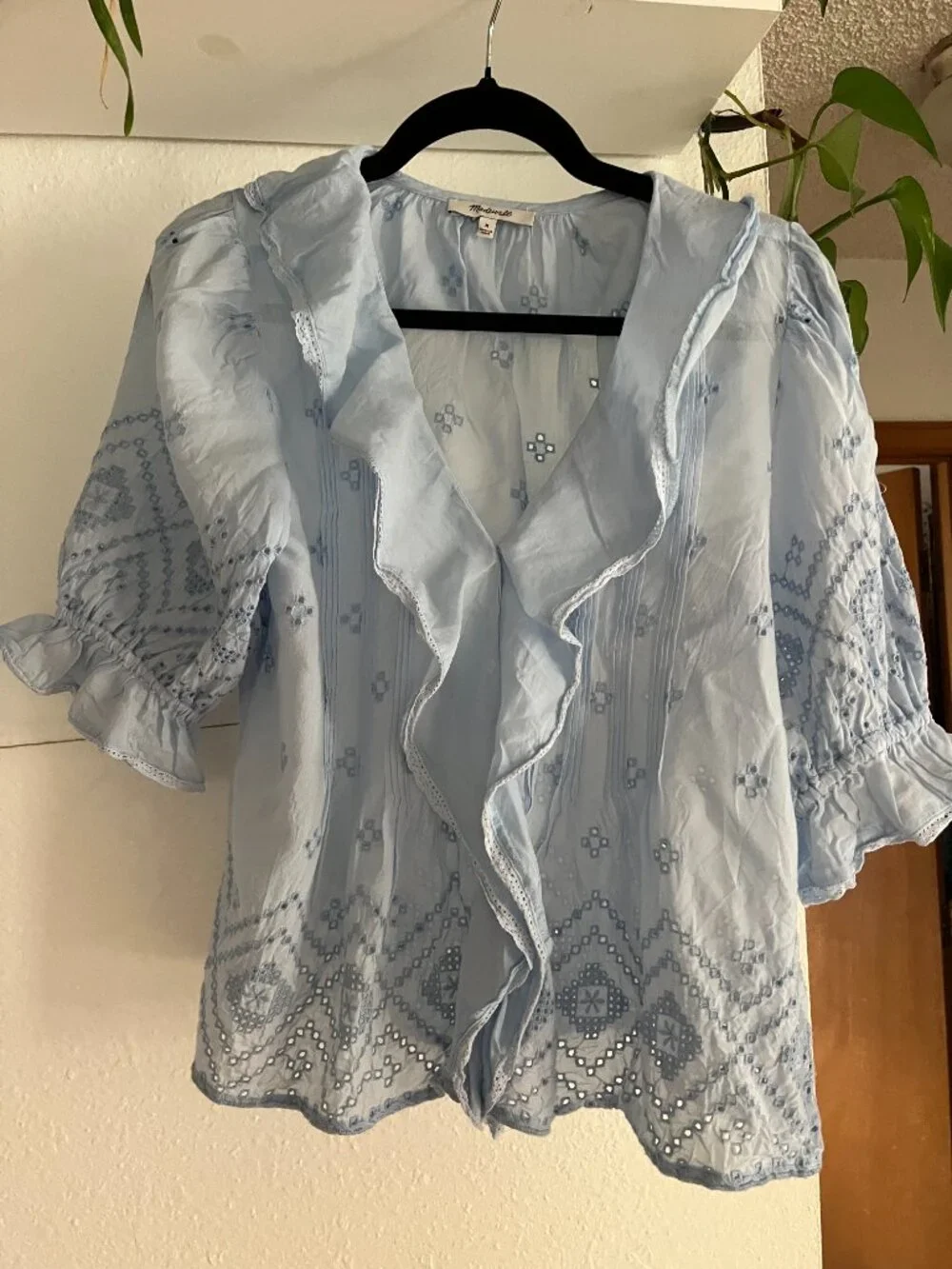 The Madewell Pin Tucked Ruffled Puff-Sleeve Top